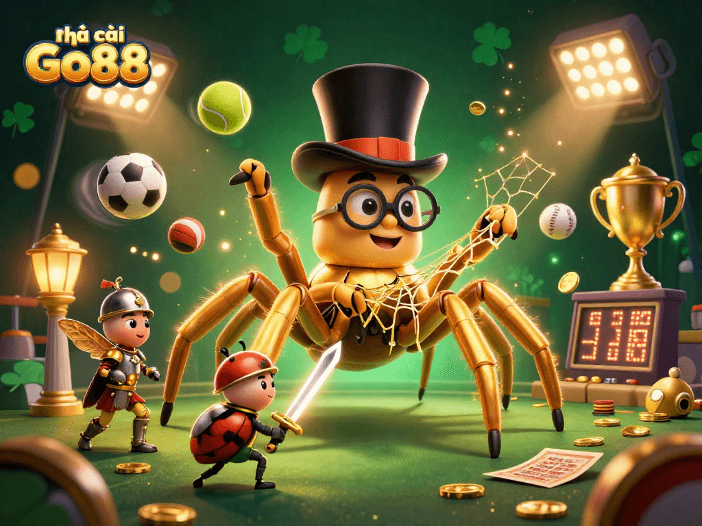 Engage with exciting bets at nhà cái Go88 while witnessing a vibrant casino scene featuring dynamic characters.