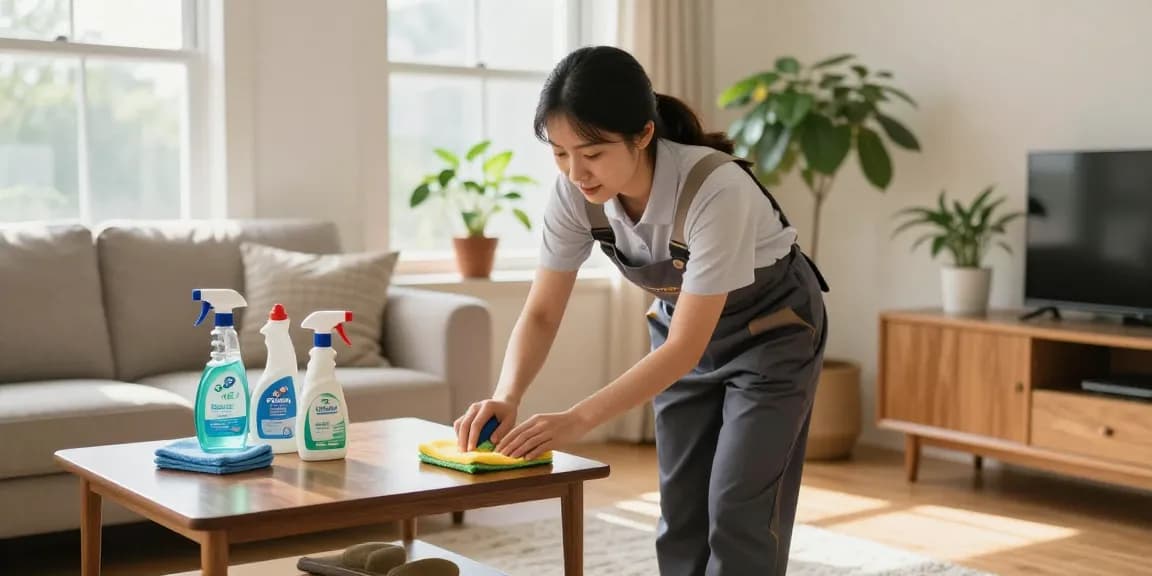 Expert wohnungsreinigung solothurn with professional cleaner transforming a cozy living room into a pristine environment.