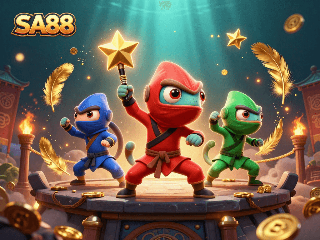 Engage with SA88 by exploring thrilling martial arts poses amidst vibrant gaming elements.