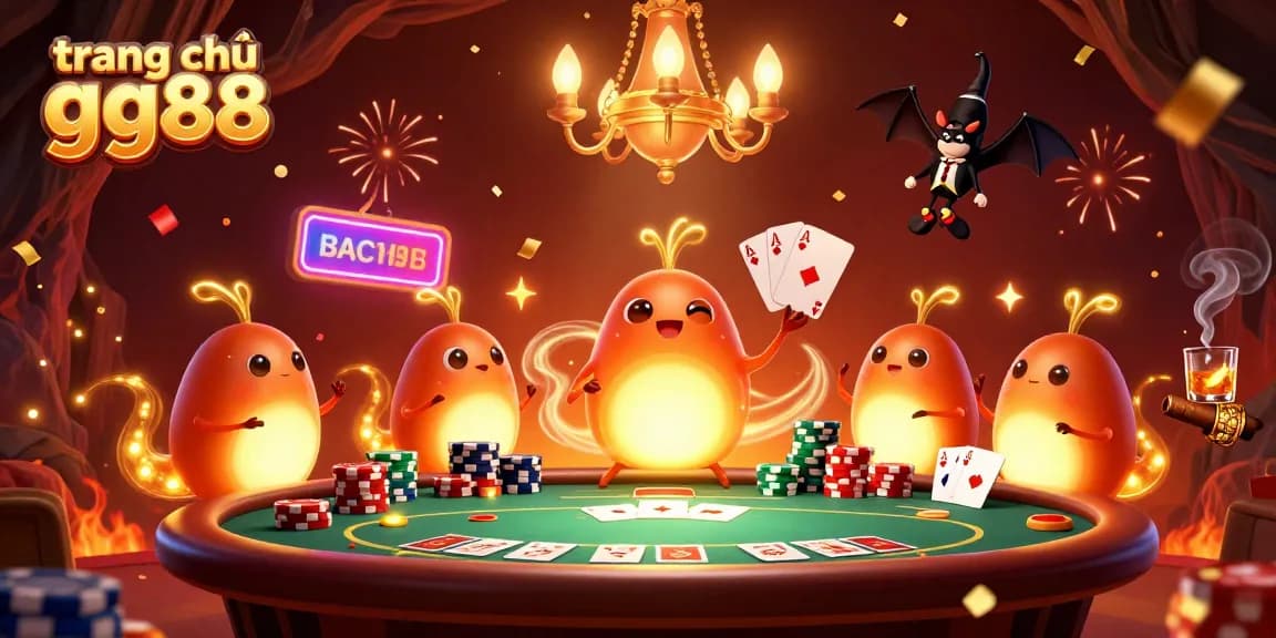 Experience the excitement of trang chủ gg88 in this vibrant 3D casino scene with glowing characters.
