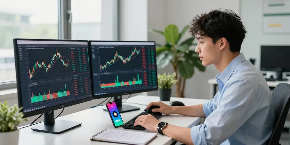 Buy in BRICS crypto displayed on monitors in a modern office.