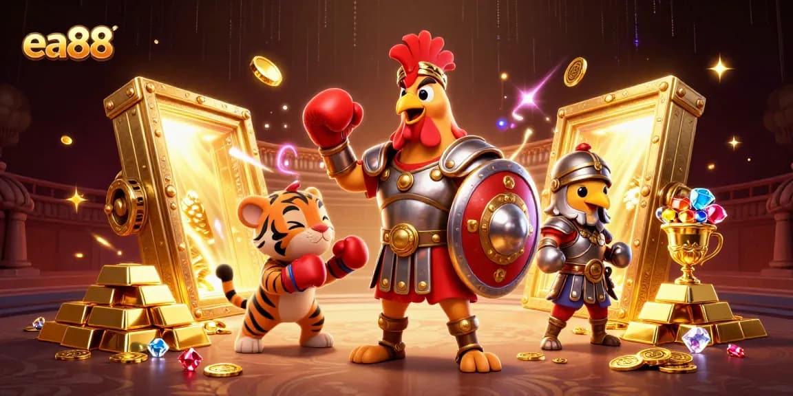 Experience thrilling gameplay at ea88 with a dynamic illustration featuring exciting casino elements.