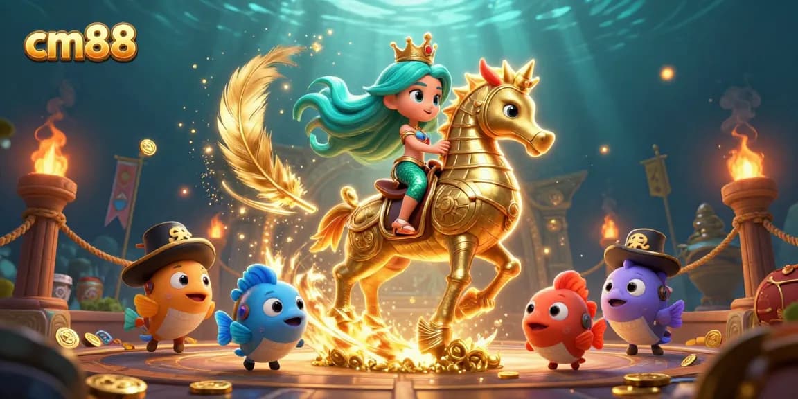 Trải nghiệm cá cược sôi động tại CM88 với các yếu tố minh họa đặc trưng cho game thủ.