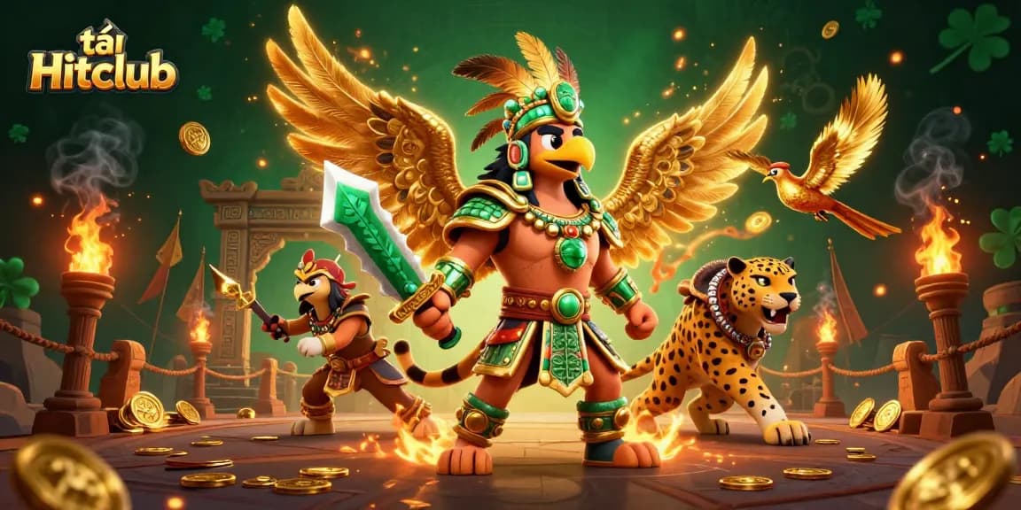 Experience the excitement of tải Hitclub through this vivid 3D casino illustration filled with ancient warriors and gold.
