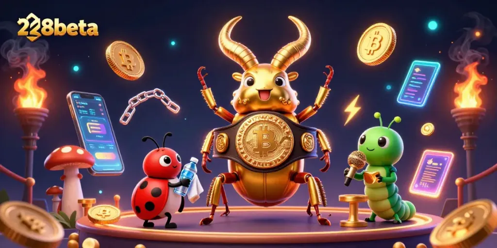 Engage with 28beta's casino scene featuring glowing elements and dynamic characters showcasing the excitement of gaming.