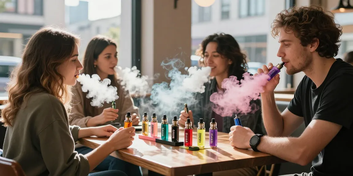 Erlebe den RandM Tornado Vape Shop mit einer Auswahl an Vapes in einer stylischen Umgebung.