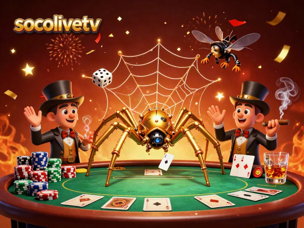 Experience thrilling action with the socolivetv steampunk spider and poker elements in a vivid scene.