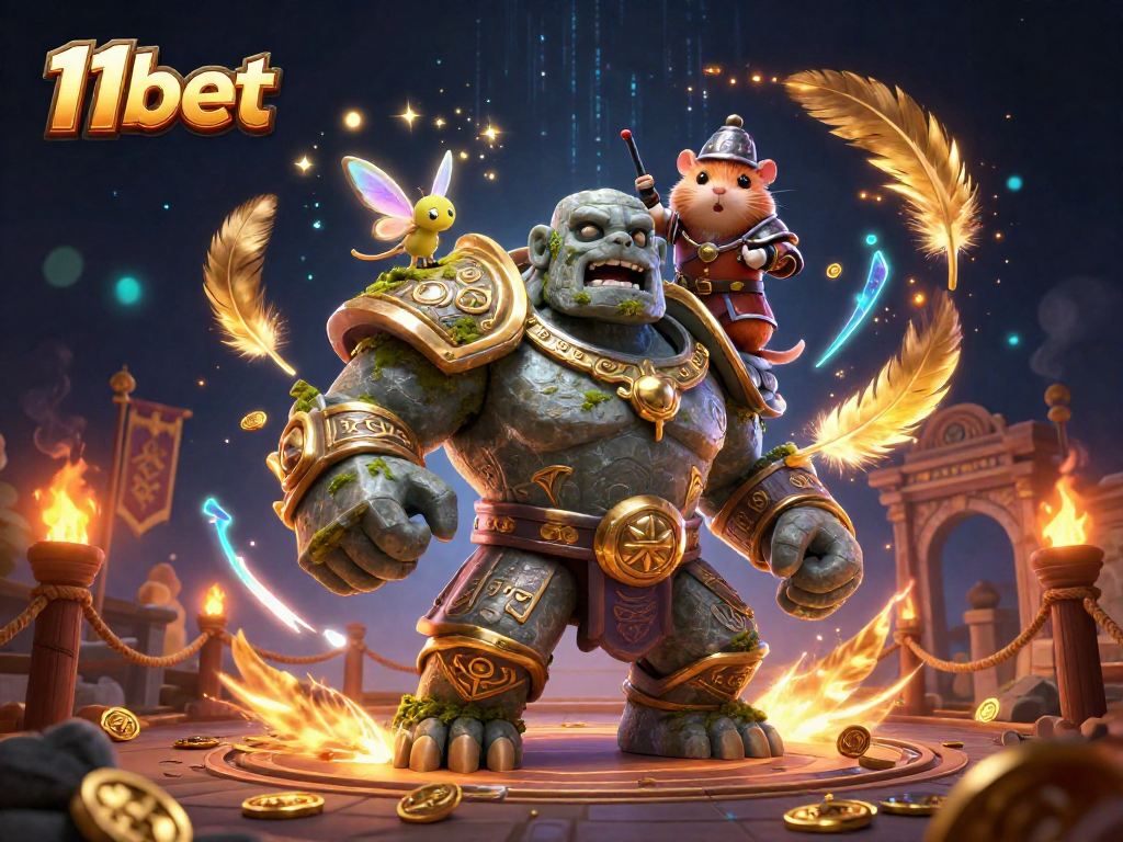 Engage in thrilling gaming adventures with 11bet's vibrant 3D casino scene.