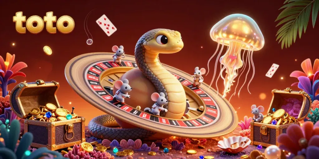 Toto-themed cosmic casino scene with betting astronaut mice and a jellyfish dealer.