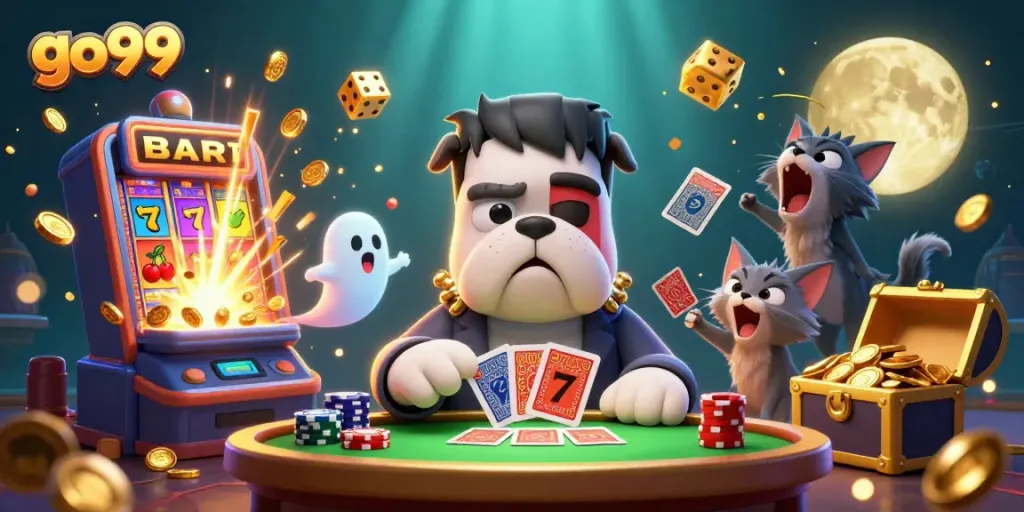 Experience thrilling gameplay with go99 in a vibrant, thrilling casino-themed illustration.