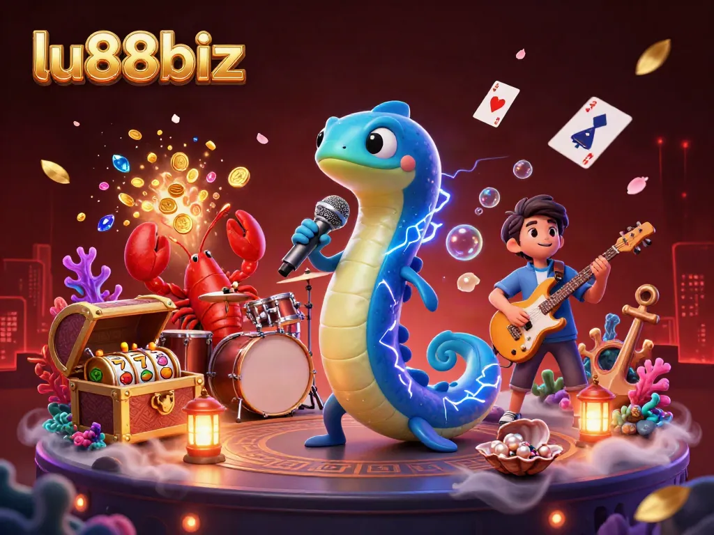Join the fun at lu88biz with a vibrant underwater casino where characters entertain amidst captivating games.