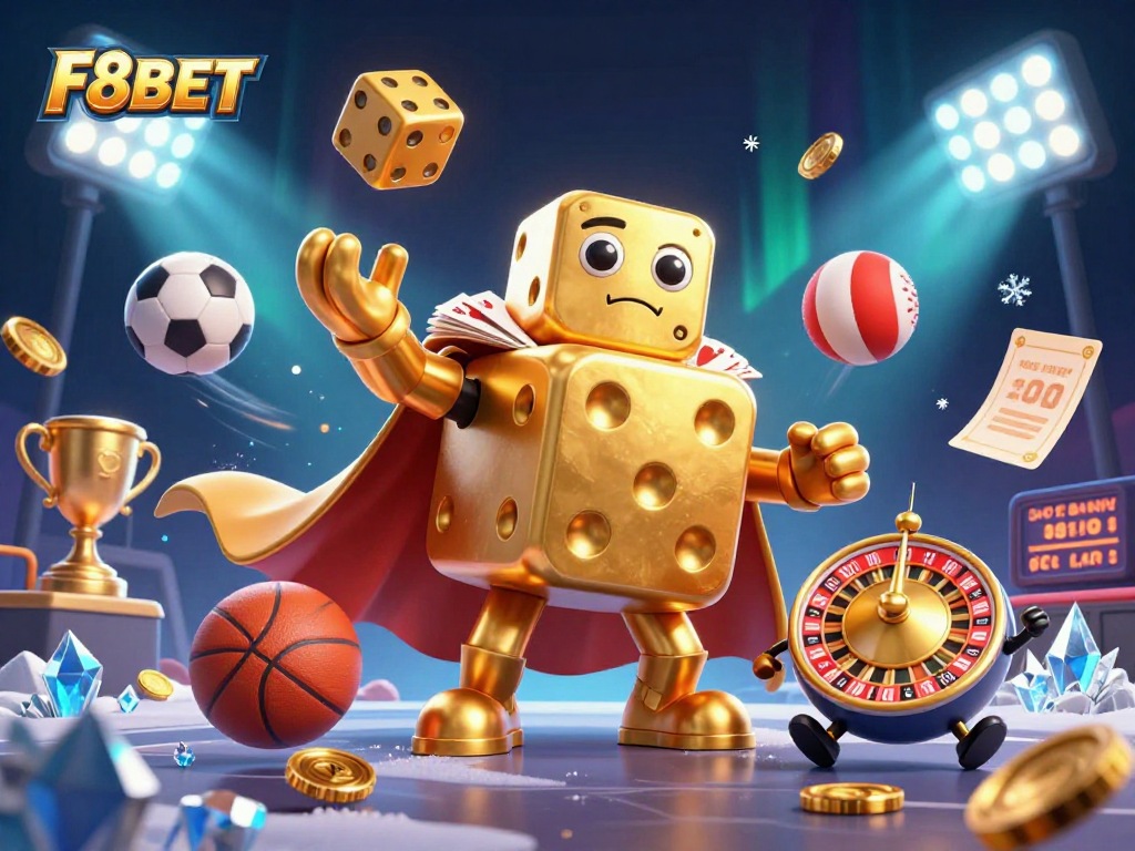Join the thrilling world of F8BET while winning with golden dice and sports balls.