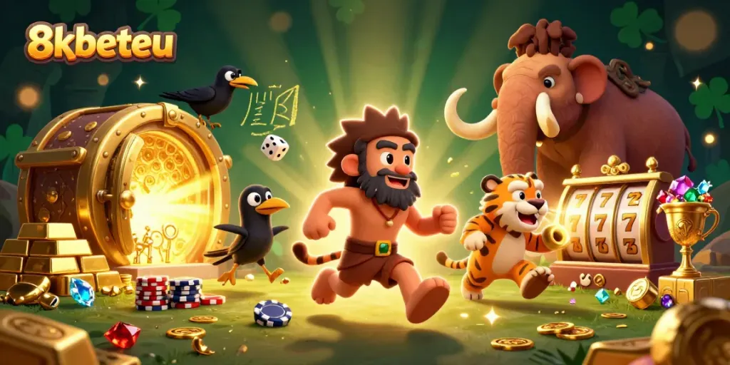 Experience 8xbeteu's thrilling jackpots and vibrant casino atmosphere in this dynamic illustration.