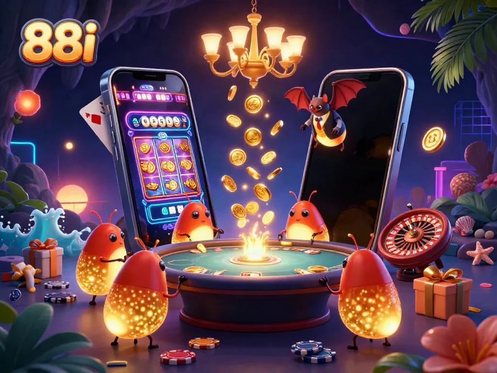 Experience the vibrant glow of the casino world with 88i as glowworms illuminate the gaming atmosphere.