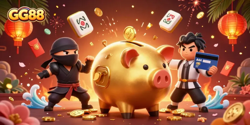 Experience thrilling gaming action with GG88’s vibrant casino showdown featuring animated characters and rich elements.