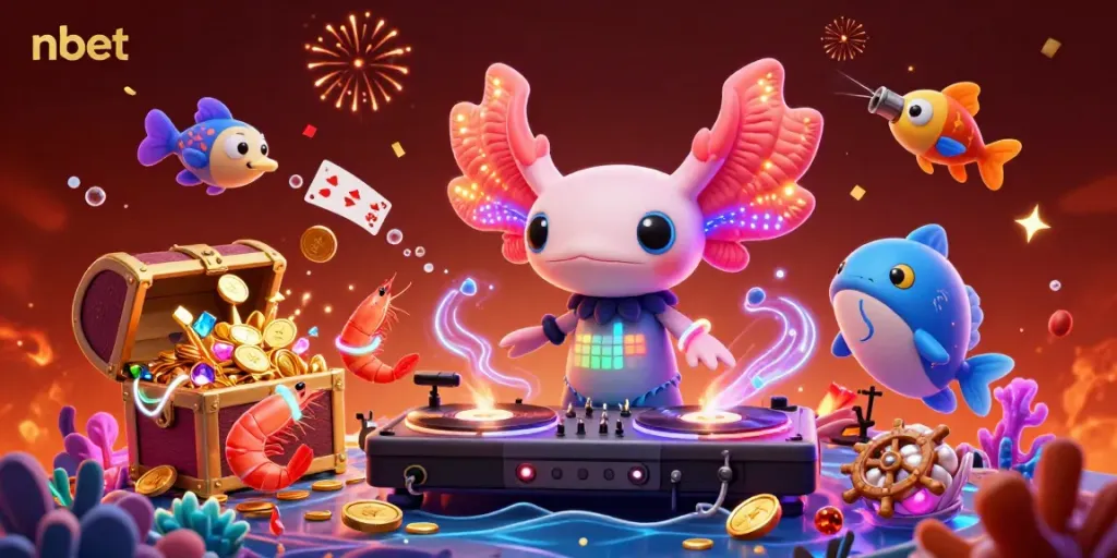 Experience the lively underwater world of nbet with DJ axolotl and fun sea creatures