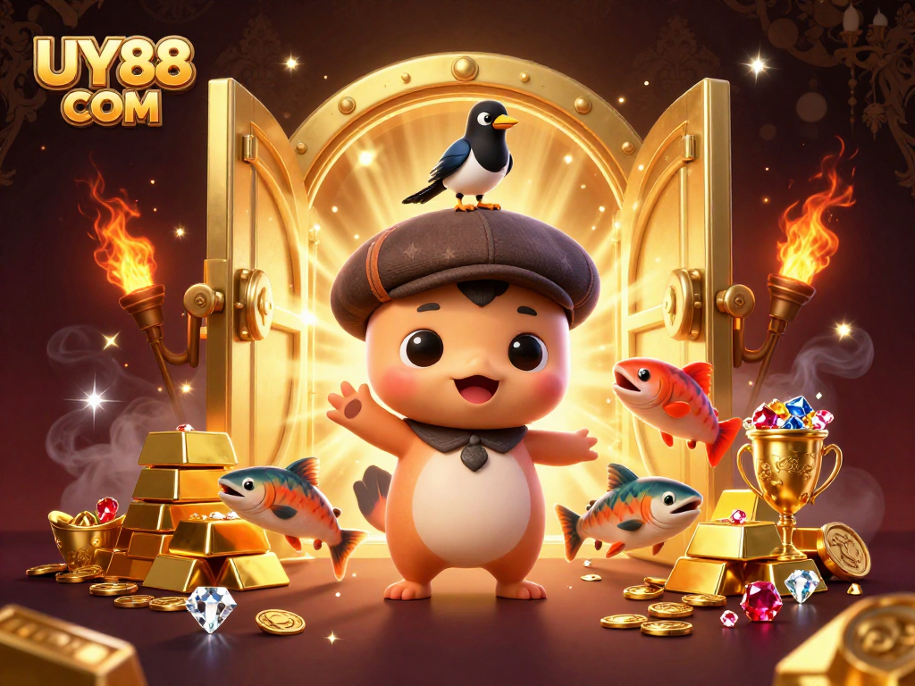 Experience the magic with UY88 COM, where symbols come alive in a vibrant casino scene.