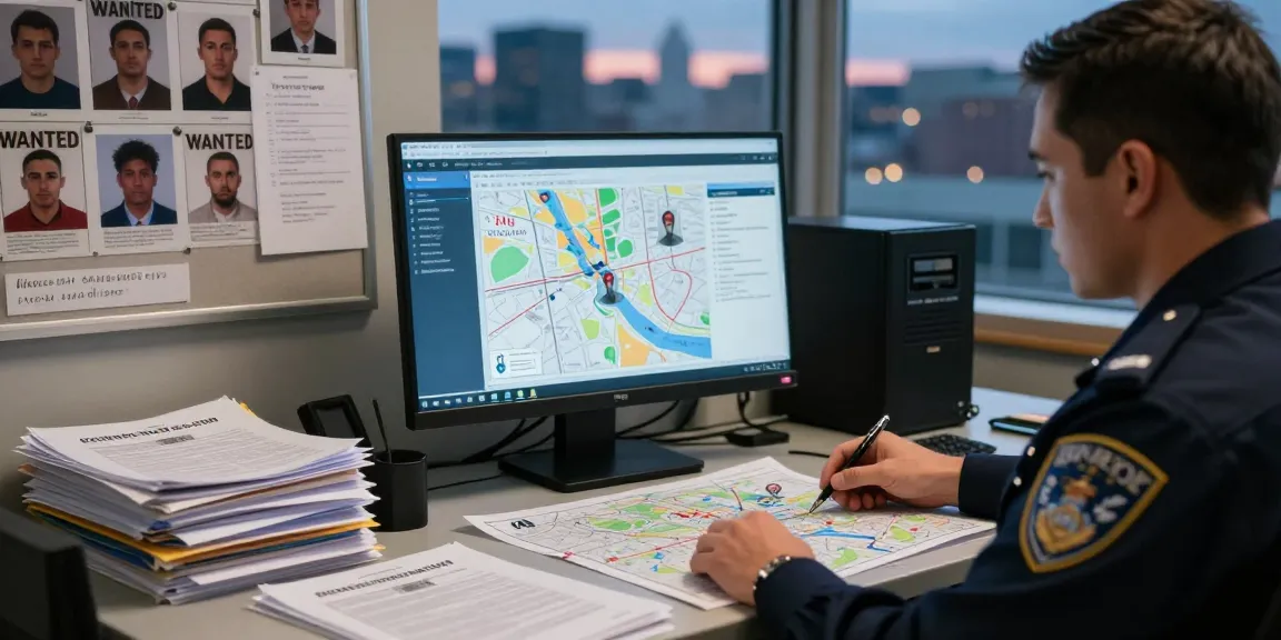 Fahndungsliste der Interpol: Ermittler analysiert Fälle in einem modernen Büro.