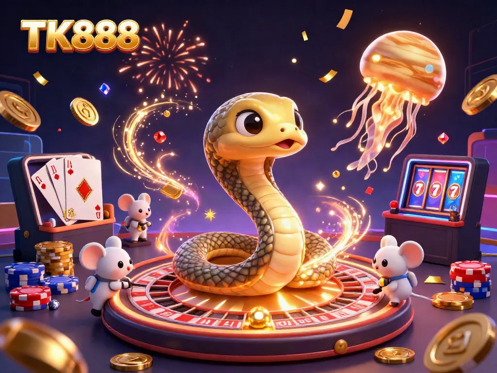 Engage with thrilling casino action at TK888 featuring space-themed roulette and playful astronaut mice.