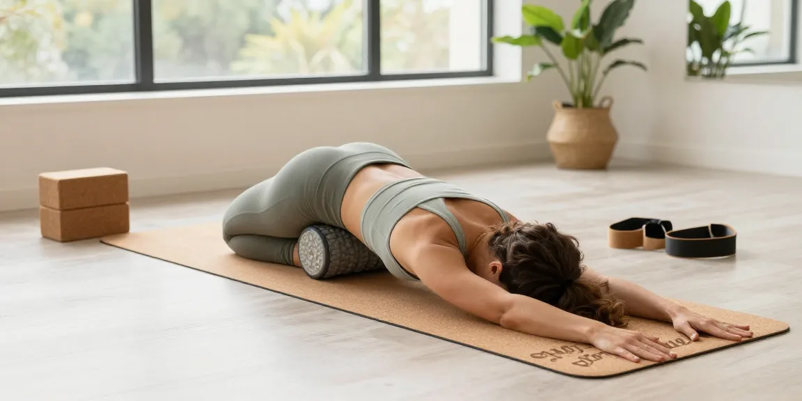 Personalized Yogamatte Set mit Block enhancing a yoga practice in a bright studio.