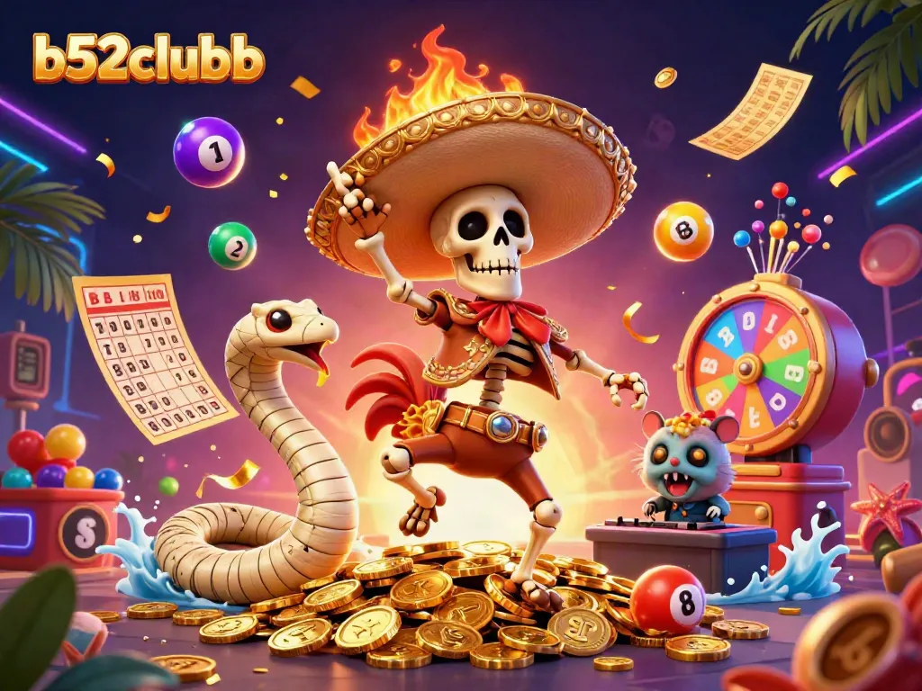 Experience excitement with b52clubb as a dancing mariachi rooster and friends celebrate wins.