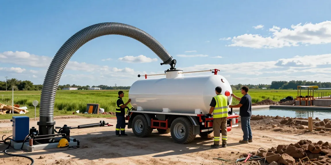 Löschwasserkissen mieten: Flexible 100 m³ Löschwasserzisterne beim Aufbau auf der Baustelle.