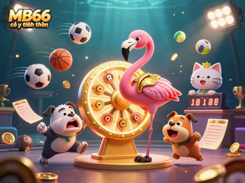 Experience excitement with MB66 có uy tín không, showcasing a game show host and lively gaming elements.
