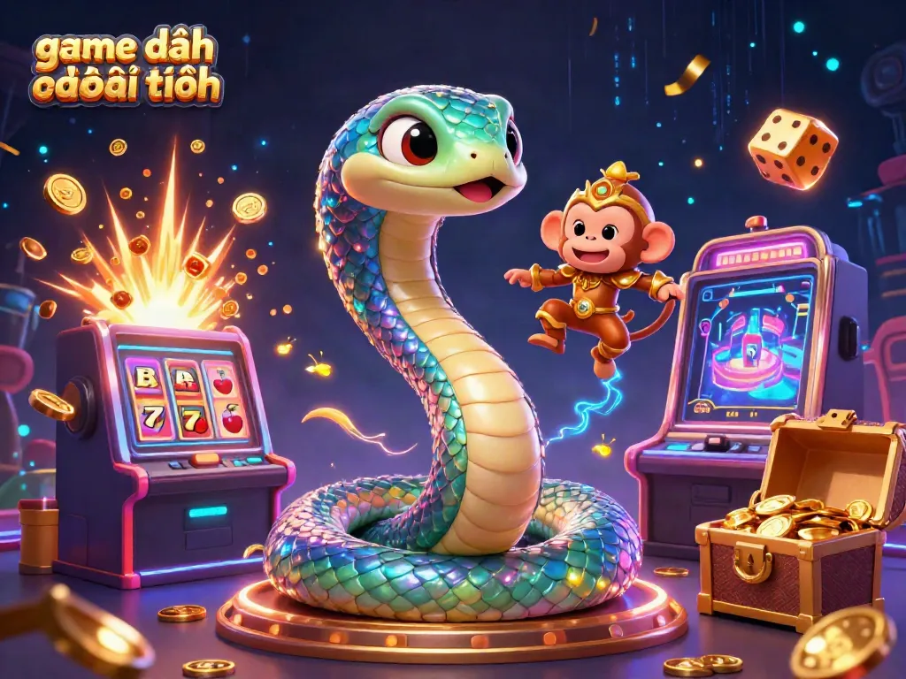 Experience the thrill of game đánh bài đổi thưởng with engaging visuals of a vibrant 3D casino scene filled with excitement.