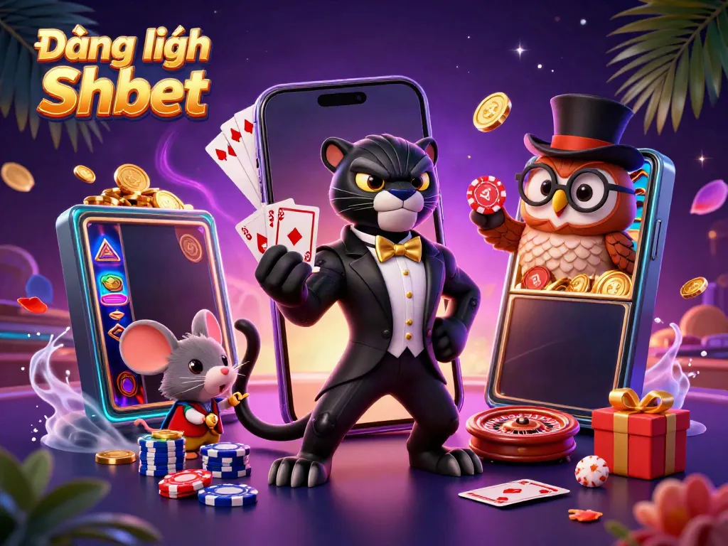 Engage in Đăng nhập Shbet with a vibrant scene featuring playful characters and dynamic casino elements.
