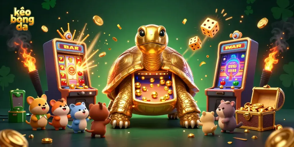 Play exciting kèo bóng đá with a vibrant 3D casino scene full of fun elements.