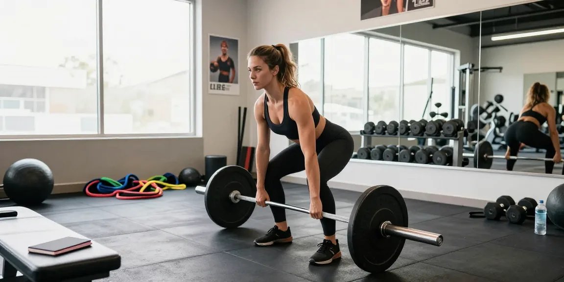 Prime Pharma Steroide Trainingsszene mit Athlet, der im modernen Fitnessstudio Kreuzheben macht.