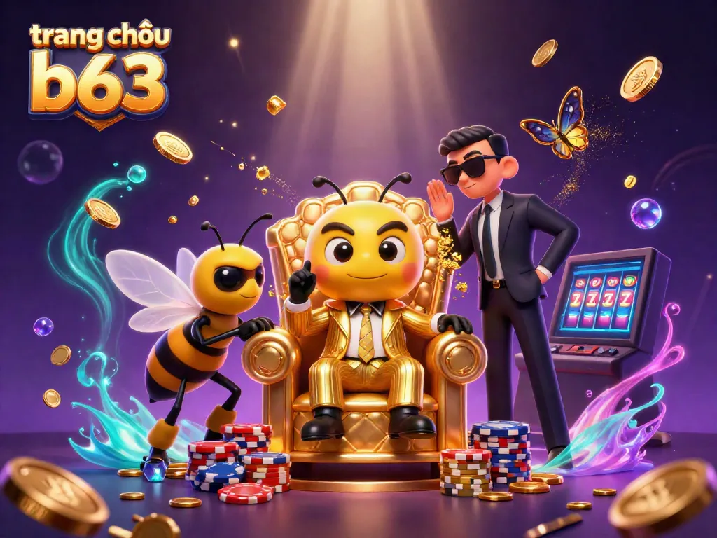 Experience winning thrills at trang chủ b63 with vibrant cartoon casino elements and characters in a dynamic scene.