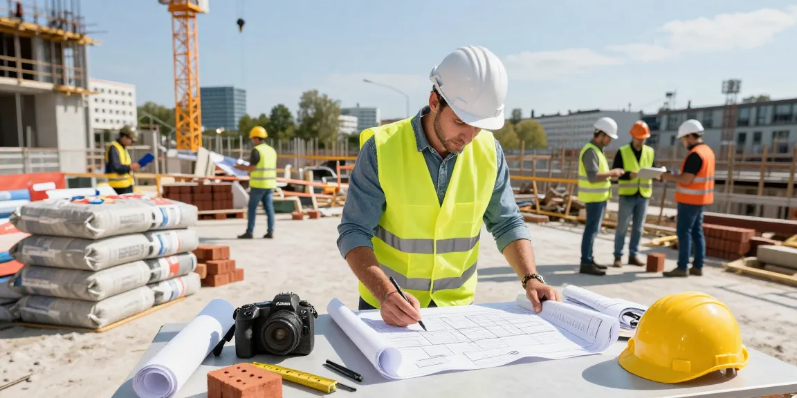Generalunternehmer Augsburg auf einer modernen Baustelle mit Planungsüberprüfung und Teamarbeit.