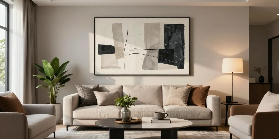 Moderne Wandbilder in stilvollem Wohnzimmer mit natürlichem Licht und minimalistischem Design.