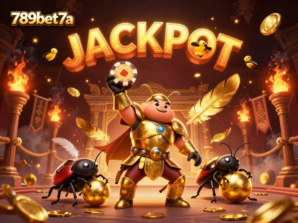 Experience the excitement of 789bet7a with a victorious beetle and jackpot celebration.