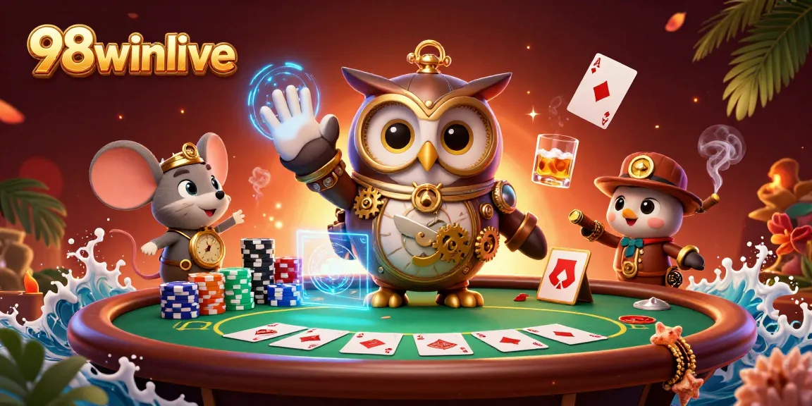 Experience thrilling gambling at 98winlive in a vibrant, interactive casino scene.