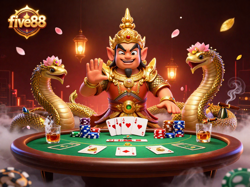 Experience the thrill of five88 with dynamic poker action and vibrant casino elements.