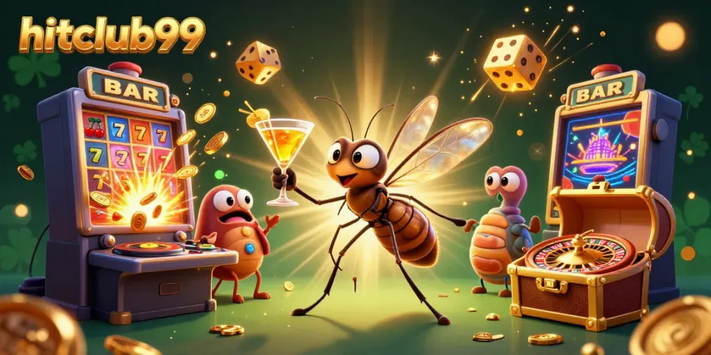 Experience the excitement at hitclub99 with a vibrant 3D illustration showcasing a vibrant casino scene full of action and winning elements.