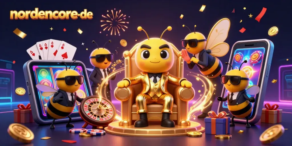 Join the bumblebee mob boss in the vibrant nordencore-de casino scene bursting with excitement and winnings.