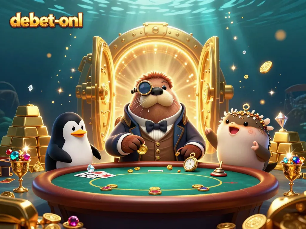 Engage in amazing underwater poker action with debet-onl's jolly walrus and friends as they bluff for treasures!