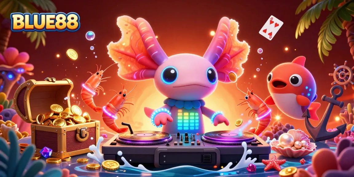 Experience the vibrant underwater casino world of BLUE88 with thrilling action and glowing treasures.
