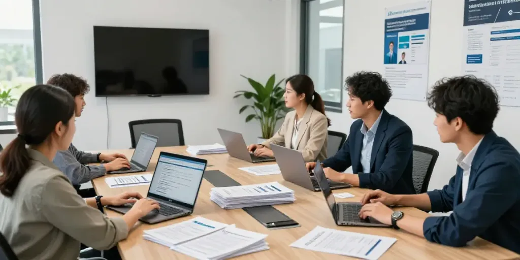 Effiziente Personalvermittlung Polen mit qualifizierten Fachkräften im modernen Büro.