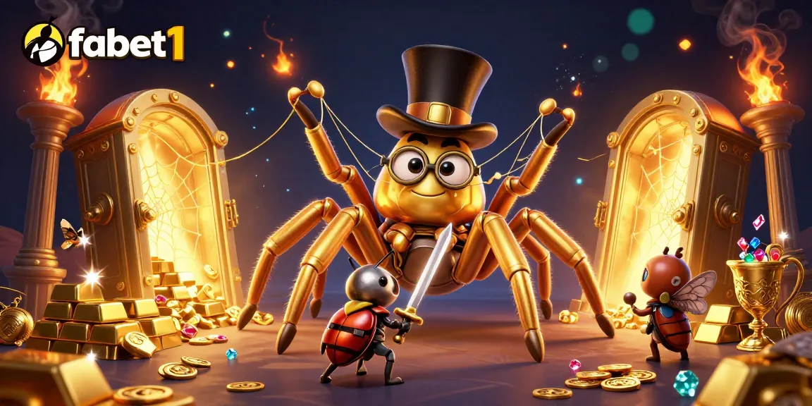 Experience the excitement of fabet1 with a vibrant 3D casino scene full of treasures and characters.