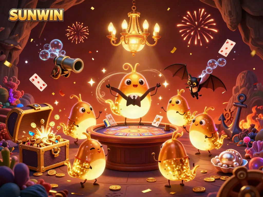 Illuminate your game with SUNWIN’s vibrant cave casino scene filled with colorful treasures and glowing characters.