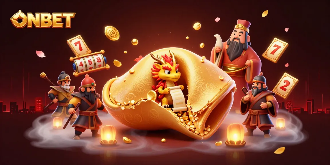 Experience winning strategies with ONBET in a vibrant 3D casino scene filled with gold and fortune.