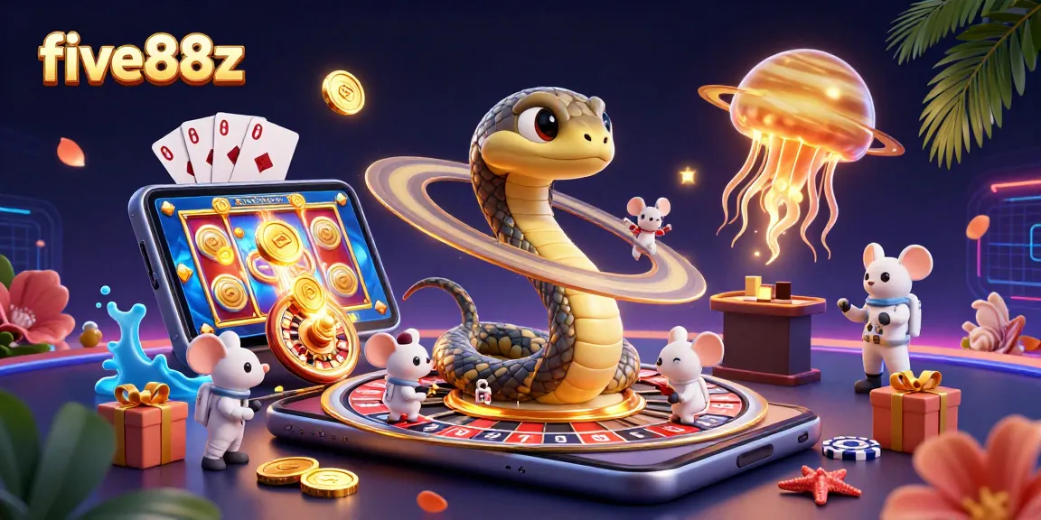 Play exciting games with five88z as astronaut mice bet on Saturn's rings amidst cosmic allure.