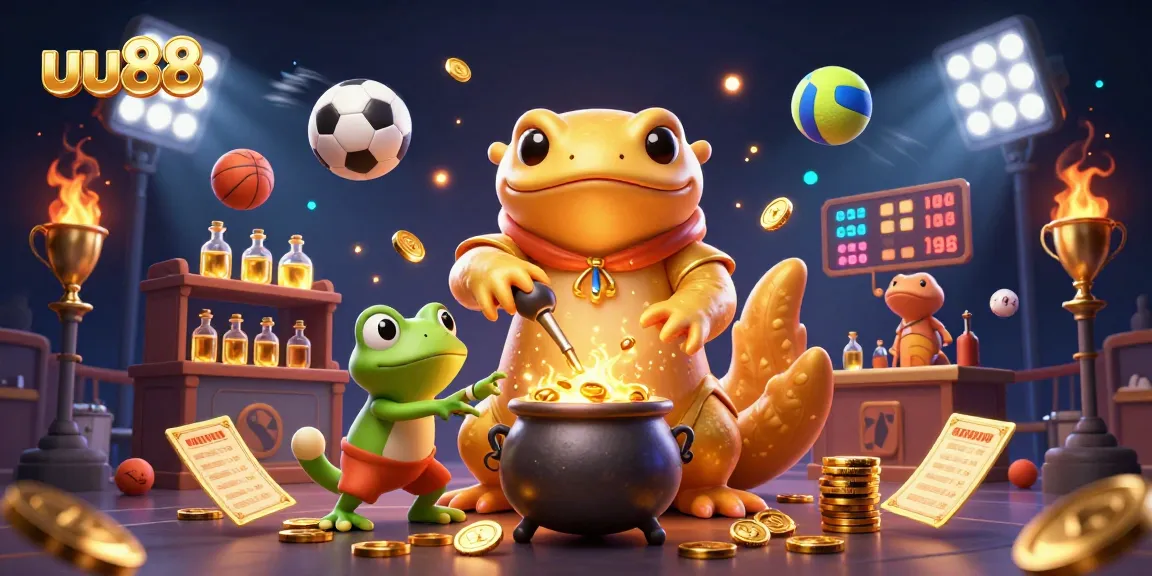 Experience thrilling betting with uu88 featuring a golden salamander alchemist and dynamic sports elements.
