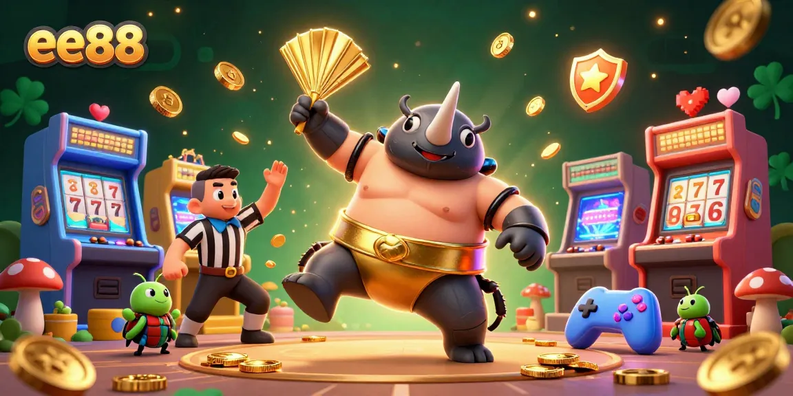 Experience the excitement of ee88 with vibrant 3D casino games and unique characters in a thrilling illustration.