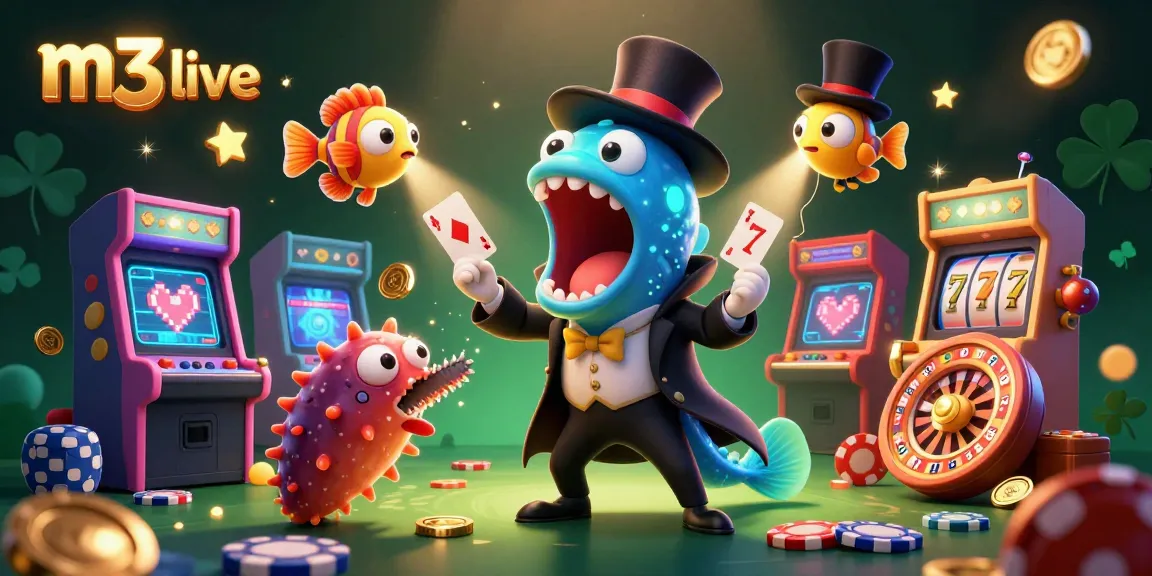 Engage with m3 live in an ultra-detailed casino-themed illustration showcasing magical sea creatures and vibrant gaming elements.