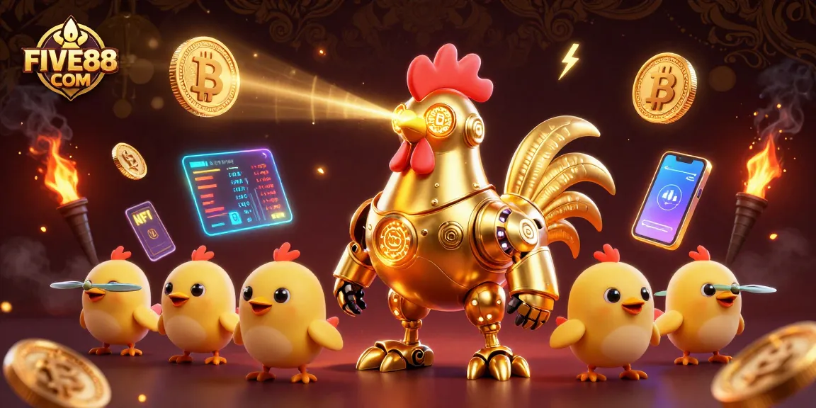 Engage with the dynamic FIVE88 COM universe featuring futuristic characters and crypto elements.